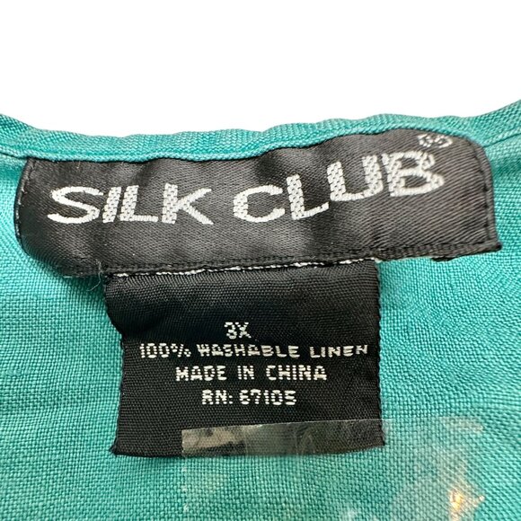 Silk Club Tank Top Womens 3X Teal Green Washable Linen Lightweight Sleeveless - Picture 3 of 8
